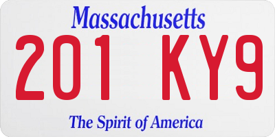 MA license plate 201KY9