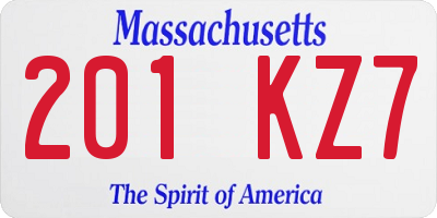 MA license plate 201KZ7