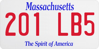 MA license plate 201LB5