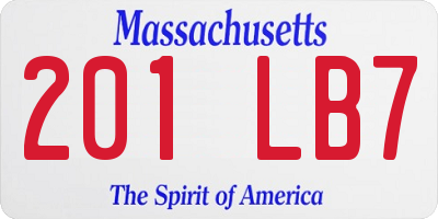 MA license plate 201LB7