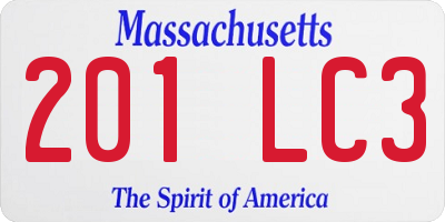 MA license plate 201LC3