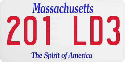 MA license plate 201LD3