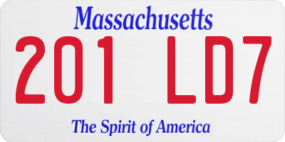 MA license plate 201LD7