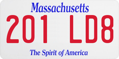 MA license plate 201LD8