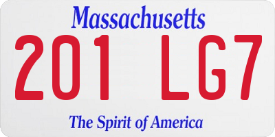 MA license plate 201LG7