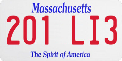 MA license plate 201LI3