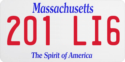 MA license plate 201LI6
