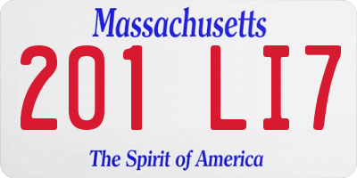 MA license plate 201LI7