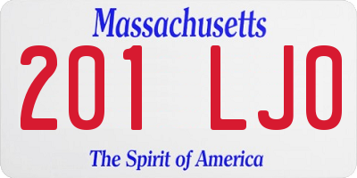 MA license plate 201LJ0
