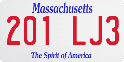 MA license plate 201LJ3