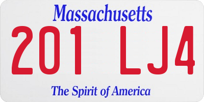 MA license plate 201LJ4