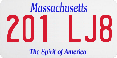 MA license plate 201LJ8
