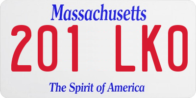 MA license plate 201LK0