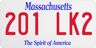 MA license plate 201LK2