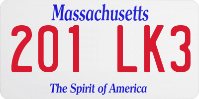 MA license plate 201LK3
