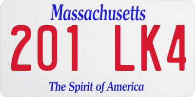 MA license plate 201LK4