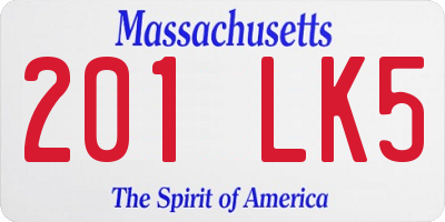 MA license plate 201LK5