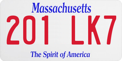 MA license plate 201LK7