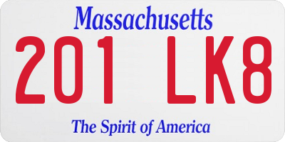 MA license plate 201LK8