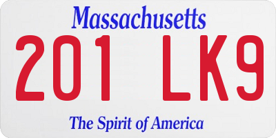 MA license plate 201LK9