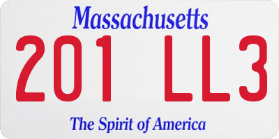 MA license plate 201LL3