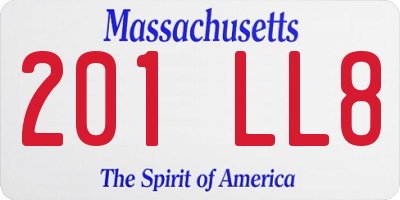 MA license plate 201LL8