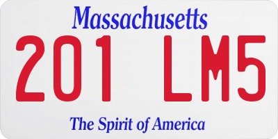MA license plate 201LM5