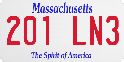 MA license plate 201LN3
