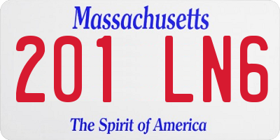 MA license plate 201LN6