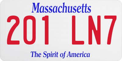MA license plate 201LN7