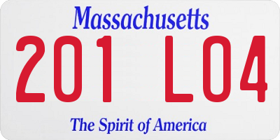 MA license plate 201LO4