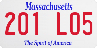 MA license plate 201LO5