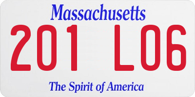 MA license plate 201LO6