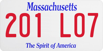 MA license plate 201LO7