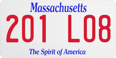 MA license plate 201LO8