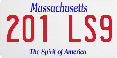 MA license plate 201LS9