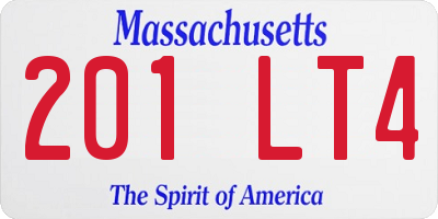 MA license plate 201LT4
