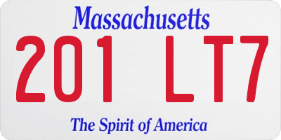MA license plate 201LT7