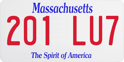 MA license plate 201LU7