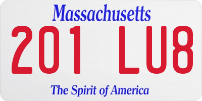 MA license plate 201LU8