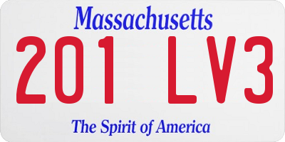 MA license plate 201LV3