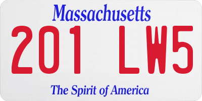 MA license plate 201LW5