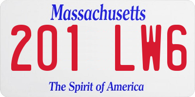 MA license plate 201LW6