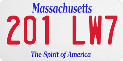 MA license plate 201LW7