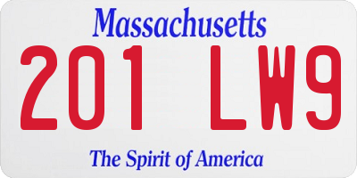 MA license plate 201LW9