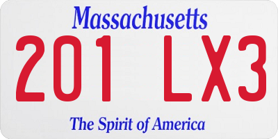 MA license plate 201LX3
