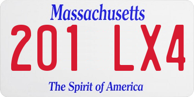MA license plate 201LX4