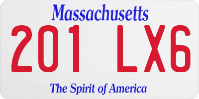 MA license plate 201LX6