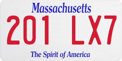 MA license plate 201LX7