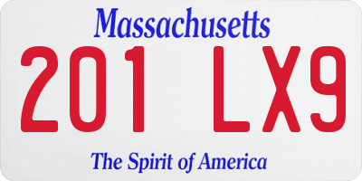 MA license plate 201LX9